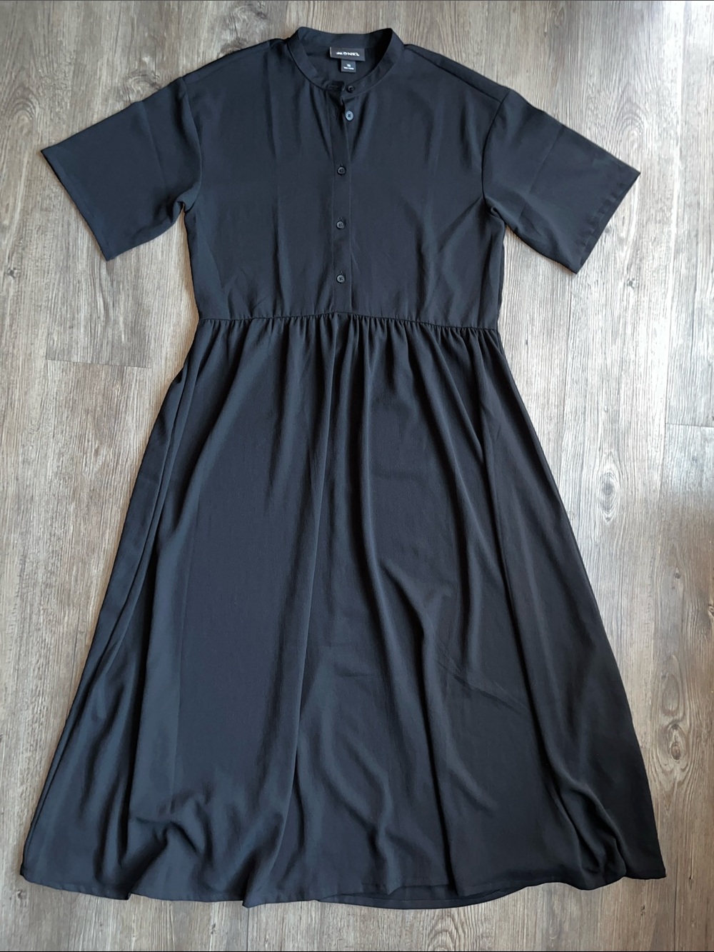 MONKI Short-Sleeve Button-Front Midi Dress